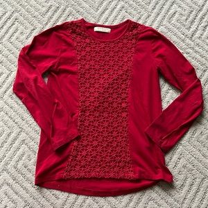 Zara Girl cute red long sleeves top -size 9/10